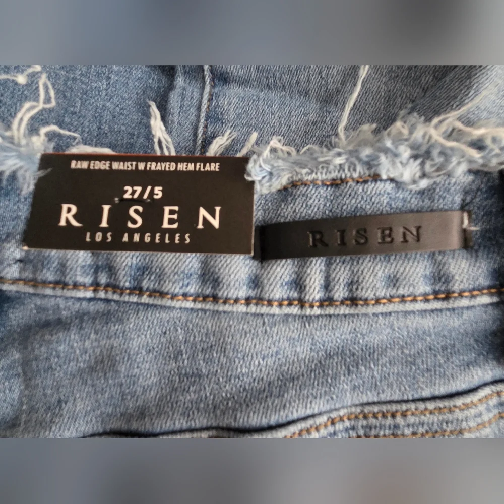 NWT Risen Raw Edge Waist W Frayed Hem Flare Jeans 27/5 - Picture 12 of 13